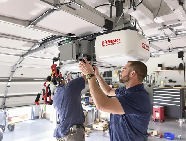 Davidson Garage Door Repair technician performing advanced diagnostics on garage opener in Davidson